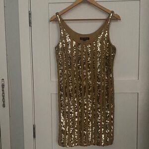 INC International Concepts Gold Sequin Mini Dress